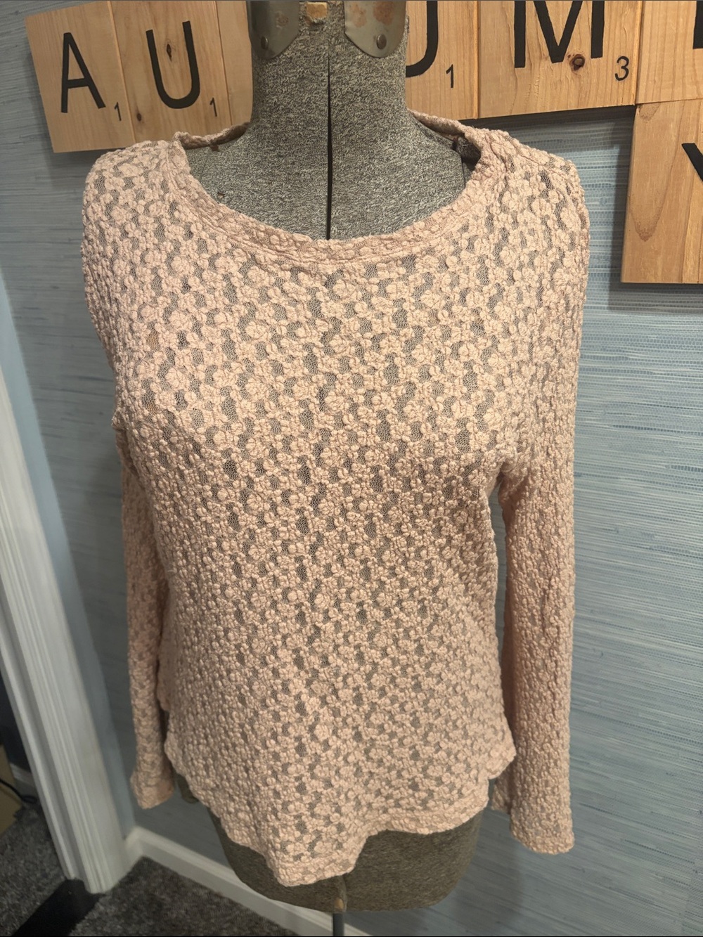 LOFT Blush Pink Popcorn-Texture Scoop Neck Top